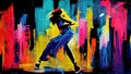 dance pose for a hip hop contest, poster illustration, ai generated image Royalty Free Stock Photo