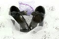 Dance shoes and ribbons Royalty Free Stock Photo