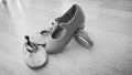 Tap dance shoes and ballet slippers Royalty Free Stock Photo