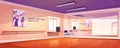 Dance studio, ballet class interior with mirrors Royalty Free Stock Photo