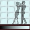 Dance Studio, a couple Ballrom Dancing seen through a large wall Royalty Free Stock Photo