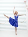 Dance studio for everyone. crazy girl in dance studio. crazy girl dancer in ballerina pose. woman dancing at
