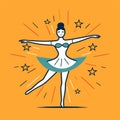 Dance on the tips of toes. Young graceful tender woman, ballerina simple icon vector