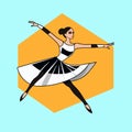 Dance on the tips of toes. Young graceful tender woman, ballerina simple icon vector