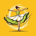 Dance on the tips of toes. Young graceful tender woman, ballerina simple icon vector