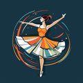 Dance on the tips of toes. Young graceful tender woman, ballerina simple icon vector