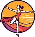 Dance on the tips of toes. Young graceful tender woman, ballerina simple icon vector