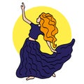 Dance. Vector illustration of oriental dance, stylized girl dancing belly dance