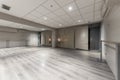 dance workout room with a mirror covered wall and wooden hallways Royalty Free Stock Photo