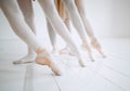 Dance with your heart and your feet will follow. Shot of a group of ballerinas with toes pointed. Royalty Free Stock Photo