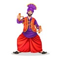 A Bhangra dancer in ethnic clothes performing with the Bhangra Scissor Saap Royalty Free Stock Photo