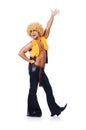 Dancer in afro wig dancing isolated Royalty Free Stock Photo