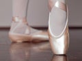 Dancer in ballet pointe shoes