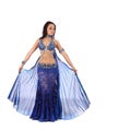 The dancer of belly dance in costume with wings