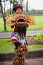 Dancer boy with traditional mask of Balinese good spirit Barong