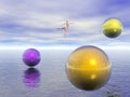 Dancer and colorful spheres