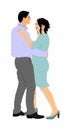 Dancer couple in love vector illustration isolated. Sensual tango dance on wedding party