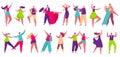 Dancer couples dance tango, people dancing and having fun. Happy characters partying and celebrating, professional dancers vector