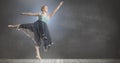 Dancer dancing grey room and wall