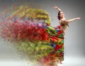 Dancer with disintegrating dress.