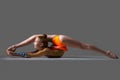 Dancer girl doing backbend acrobatic exercise Royalty Free Stock Photo