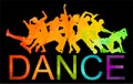 Dancer llustration silhouettes of expressive dance colorful group of people dancing. Funk, hip-hop, house dance. Royalty Free Stock Photo