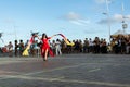 A dancer performing street belly dancing