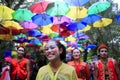 Dancer Reog Nirboyo Tri Mukti from Gunungkidul in playful clothes and make-up