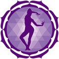 Dancer silhouette on the background of Sri Yantra