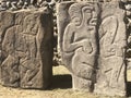Dancer stone carvings at Mount Alban, Oaxaca, Mexico Royalty Free Stock Photo