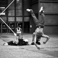 Dancer in street of paris at Beaubourg quarter