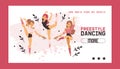 Dancer vector web page ballerina woman character dancing modern dance illustration backdrop of beautiful ballet-dancer