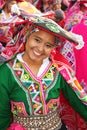 Peruvian dancer in traditional dress at the annual Fiesta del Cusco, 2019