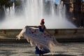 Woman turning with blue flamenco dress Royalty Free Stock Photo