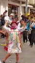 Dancer in a wire mask at the Diablada