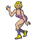 dancer young girl illustration in purple clothes