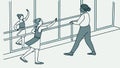 Dancers in a ballet class training at the barre with an instructor vector design Generative AI Royalty Free Stock Photo