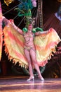 Dancers with beautiful dresses performed in Tropicana, May 15, 2013 in Havana, Cuba.formed Royalty Free Stock Photo