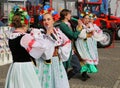 Dancers from Belarus in popular costumes at Indagra Fair 2017 Royalty Free Stock Photo