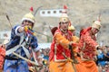 Dancers in historical costumes Royalty Free Stock Photo