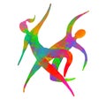 Dancers, Multicolored Illustration On White Background, Digital Painting Effect, Graphic Design And Logo