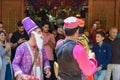 Dancers musicians with black face dance in the street in Bazaar to spread good cheer in Nowruz holidays. Shiraz. Iran