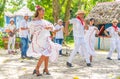 Dancers and musicians perform cuban folk dance