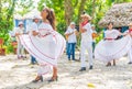 Dancers and musicians perform cuban folk dance