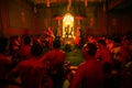 Dancers performing traditional balinese Kecak Trance Fire Dance.