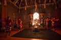 Dancers performing traditional balinese Kecak Trance Fire Dance. Royalty Free Stock Photo