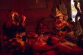 Dancers performing traditional balinese Kecak Trance Fire Dance. Royalty Free Stock Photo