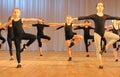 Dancers practice before the performance