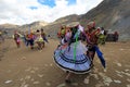 Dancers at Quyllurit'i inca festival in the peruvian andes near ausangate mountain.