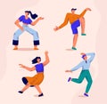 Dancers set isolated persons, dancing in different styles Royalty Free Stock Photo